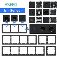 BSEED Button Switch Module USB Phone Charge Socket Parts Wall Light Switch Key Insert Plastic Frame Combination E Series Black