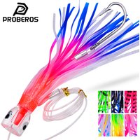 PROBEROS 96g/23cm Trolling Lure Professional Ocean Squid Boat Fishing Lures with Wire Bait and Squid Soft Lure for Trolling Tuna