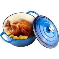 Enameled Dutch Oven Pot with Lid 5L Enamel Soup Pot Soup Cooking Pot Cast Iron Dutch Oven with Dual Handles for Bread Baking