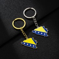 Bosnia And Herzegovina Map Flag Key Chain Stainless Steel Bosna i Hercegovina Men Women Maps Keyring Jewelry Gift
