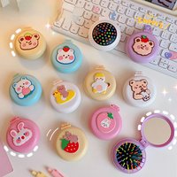 New Strawberry Folding Air Bag Combs with Mirrors Compact Pocket Size Travel Hair Brush Cosmetic Mirrors Head Massager Relaxing