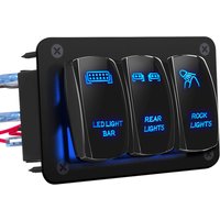 LED Light Bar Switch Panel 3 Gang Rocker Switch Panel 12V Toggle Switch Panel for Truck Car RZR Jeep RV Automotive Marine Boat