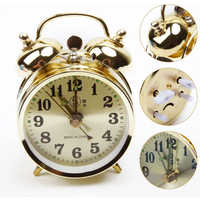 Horseshoe Mechanical Gold Alarm Clock Manual Wind Up Vintage Metal Clock Cute For Living Room Decoration Toy Collections Gifts