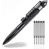 Military Tactical Pen Tungsten Steel Self Defense Emergency Glass Breaker Pen with 6 Refills