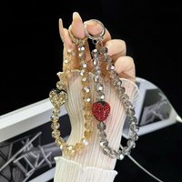 For Phone Lanyard Color Strawberry Handcrafted Beaded Bracelet Chain Taking Photo Traveling Hand-Held Wrist Keychain Bag Pendant