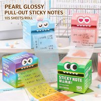 105/108 Sheets/ Roll Pull-out Sticky Notes Transparent Color Student Stationery DIY Handbook Colorful Cute Cartoon Sticky Notes