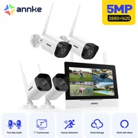 Annke 3MP 5MP Wireless CCTV System 4CH NVR Outdoor wifi camera 7-inch touch screen Two Way Audio 2/4Pcs Wifi security camera