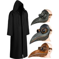 Tunique de sorcière à capuche, Cape d'halloween, Cosplay, masque de docteur de la peste, Costume pour adultes et enfants, masque de jeu de vacances, accessoires