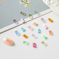 Cute Cartoon Teddy Bear Nail Art Decoration Parts Kawaii Accessories 3D Macaron Mini Jelly Bear Resin Nails Charms DIY Supplies