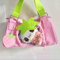 Sweet Cute Strawberry Pink Tote Bag Women Polka Dot Large Capacity Transparent Anime Ita Bag Ladies Creative Shoulder Bags 2025