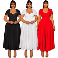Long Dress Women Dresses A Line Vestidos Y2k Streetwear V Neck Short Sleeve Tight Waist Elegant Splice Party Night Work 2026