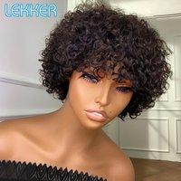 Lekker Short Pixie Cut Afro Curly Bob 100% Human Hair Wigs For Women Brazilian Remy Hair Full Machine Made Glueless Daily Wigs