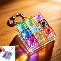 LED Crystal Keyboard Keycap Fidget Keychain, Mechanical Axis Clicker Fingertip Toy, Portable Office Desk Decor Stress Relief Toy