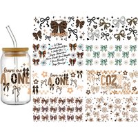 Cute New Bows 3D UV DTF Transfer Sticker 16oz Libbey Glass Cups Wraps Coffee Mug Bottle Decals Party Home Decoration