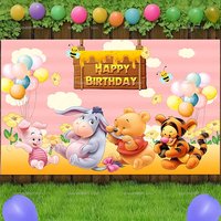 Kids Birthday Party Backdrop Winnie The Pooh Hundred Acre Wood Baby Shower Vinyl Banner Studio Photography Background Supplies