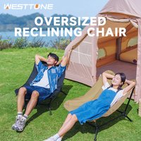 WESTTUNE Folding Lounger Chair Oversized Camping Reclining Chair Aluminum Alloy Outdoor Leisure Lazy Chair for Home Travel Beach
