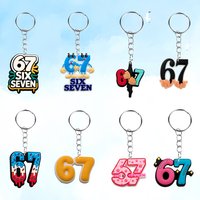 8pcs Keychains with Six and Seven Number Elements, Bag and Wallet Accessory, Perfect Gift for Birthdays and Parties, 2D Flat.