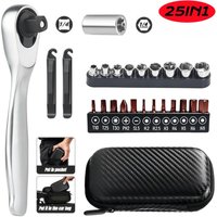 1/4" Mini Ratchet Wrench Drive Ratchet 72tooth Drive Socket and Screwdriver Hex Torque Wrench Multifunctional Hand Tools Repair