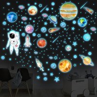 Glow in The Dark Stars Wall Stickers Glowing Stars for Ceiling Luminous Planet Spaceship Wall Decals DIY Kids Room Decor