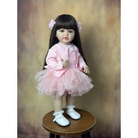 BZDOLL 55CM 22Inch Can Stand Reborn Baby Lifelike Girl Doll Full Soft Silicone Body Princess Toddler Bebe Birthday Gift