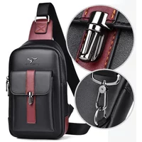 Chest Bag Men's Leather Shoulder Bag Sports Multi-function Cross Body Running Waterproof Training Travel Messenger Pack Handbag