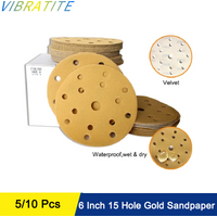 6 Inch 15 Holes Hook and Loop Sanding Disc 150MM Sandpaper Wet & Dry 60-2000 Grits Aluminum Oxide for Car Wood Auto Polishing