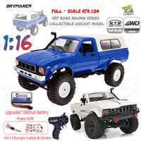 WPL C24-1 voiture RC à grande échelle 1:16 2.4G 4WD Rock Crawler Buggy électrique camion d'escalade lumière LED sur route 1/16 pour enfants cadeaux jouets