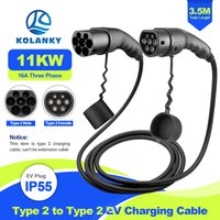 Kolanky 16A 11KW Type 2 Male Public Station Socket To Type 2 Femal Car Socket EV Charging Cable For Electric Vehicle Total 3.5M