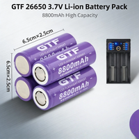 26650 8800mAh 3.7V High Capacity Rechargeable Lithium Ion Battery for LED Flashlights with Charger Included