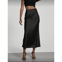 Jupe midi en satin pour femme, taille haute, coupe droite ajustée, drapé élégant, polyvalente et élégante pour le quotidien, les vacances et les soirées