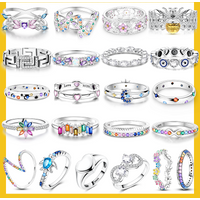 LAZA 925 Sterling Silver Colorful Rings Sparking Zirconium Bowknot Moon Sun Original Ring For Women Anniversary Wedding Gifts
