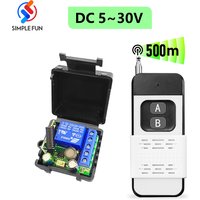 RF 433Mhz Wireless Remote Control Switch DC 5V 12V 24V 30V Relay Module and 500M Transmitter for Electromagnetic Lock Lamp LED