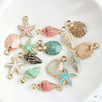 15/30/50/60pcs Of Random Dripping Oil Pearlescent Conch Shell Starfish Diy Jewelry Accessories Bracelet Earrings Pendant Alloy