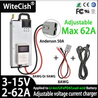Witecish 12V 100A 80A 62A 50A LiFePO4 Adjustable Fast charger 14.6V 100A 12.6V 100A For Li-ion/LiFePO4 Battery Lead Acid Battery