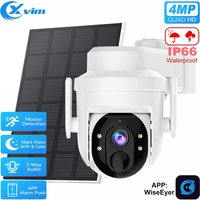 XVIM 4MP Solar Camera Outdoor Wireless WiFi PTZ Security Camera Solar Battery Powered Surveillance Protection HD Video Monitor