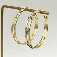 Huitan Line Design Women Fashion Circle Hoop Earrings Inlaid Shining CZ Versatile Party Wedding Elegant Accessories Jewelry