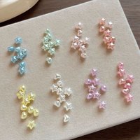 50Pcs Pearlescent Five-pointed Star Nail Decors 3D Star Heart Nail Charms Sweet Style Home DIY Manicure & Professional Salon Use