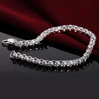 925 Sterling silver Exquisite geometric 4MM chain Bracelets for women Wedding party Christmas Gifts fashion Jewelry