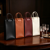 PU Leather Wine Tote Bag, Portable Single Bottle Wine Protector Storage Pouch, Business Gift Champagne Wine Handbag Gift