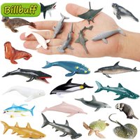 Mini Sea Life Action Figures Marine Aquarium Animal Dolphin Crab Shark Turtle Model Ocean Miniature Cognition Toys for Children