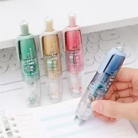 1Pc Rotatable Roller Type Transparent Double Sided Tape Student Scrapbook Handmade Glue Pen Self Adhesive Tape 5m Large Capacity