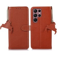 Genuine Leather Litchi Flip Wallet Case For Samsung Galaxy S22 Plus S21 FE S23 S24 S25 S26 Ultra 5G A36 A33 A53 Business Cover