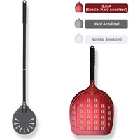 12 14 &6 Inch Pizza Peel Long Handle Turning Paddle Aluminum Pizza Turner Baking Tool Perforated 2 pack Kitchen Accessories