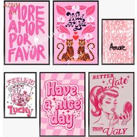 Pink Love Quote Poster Poster Paper Print Home Living Room Bedroom Entrance Bar Cafe Art Painting Decoration