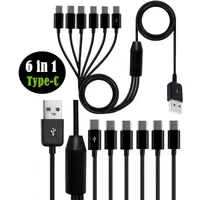 6 In 1 Micro USB/Type C Splitter Cable USB A 2.0 to 6 Micro USB/Type C Data Sync Charing Cable For Phone Tablet Pad