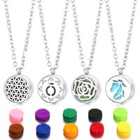 12mm Spiral 361L Stainless Steel Flower Aromatherapy Necklace Woman Essential Oil Diffuser Perfume Lockets Pendant Jewelry Gift