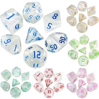 Ensemble de dés polyédriques, dés pour jeux de rôle, effet étoilé spécial, style de police rétro incroyable, ensemble de 7 dés pour jeux de table et jeux de rôle.