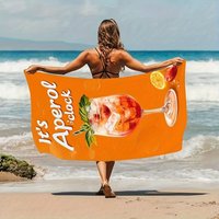 It's Aperol O'clock Beach Towel Patterned Sunscreen And Windproof Suitable For Swimming Pool Camping Travel Blanket