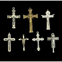 5pcs Catholic Crucifix Cross Pendants Sacred Heart Holy Trinity INRI Charms for DIY Rosary Jewelry, Single Style Per Pack