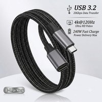 20Gbps USB-C Extension Cable 240W PD Fast Charging 4K@120Hz Video Type C Male to Female Wire for Mac Hub Steam Deck Switch